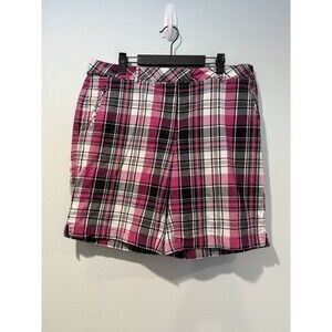 Lady Hagen Plaid Bermuda Shorts Womens 14 Golf Active Athletic Cotton Stretch